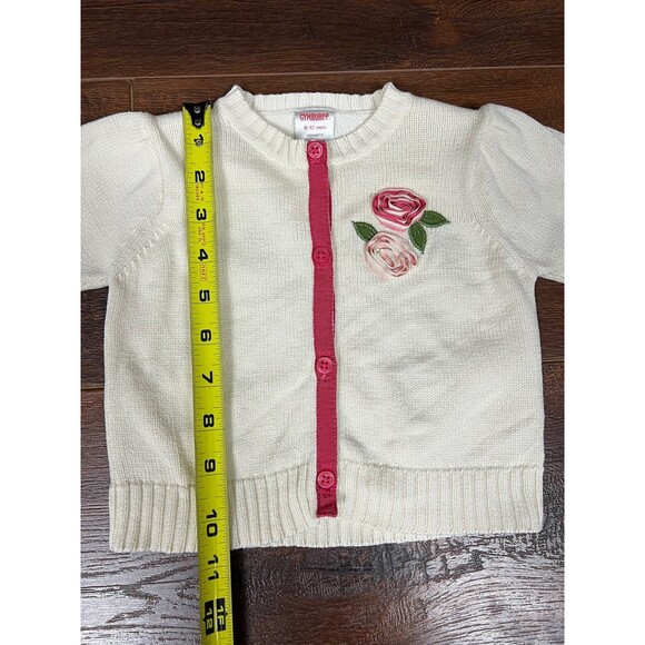 Gymboree Baby Girls Size 6-12 Months Ivory Cardigan Sweater With Rosettes! - Picture 4 of 6